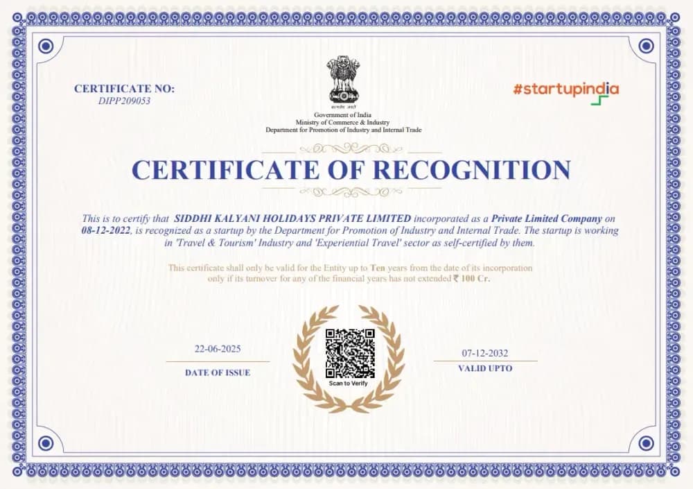 Start-UP India Certificate by Industrial Minister Govt of India