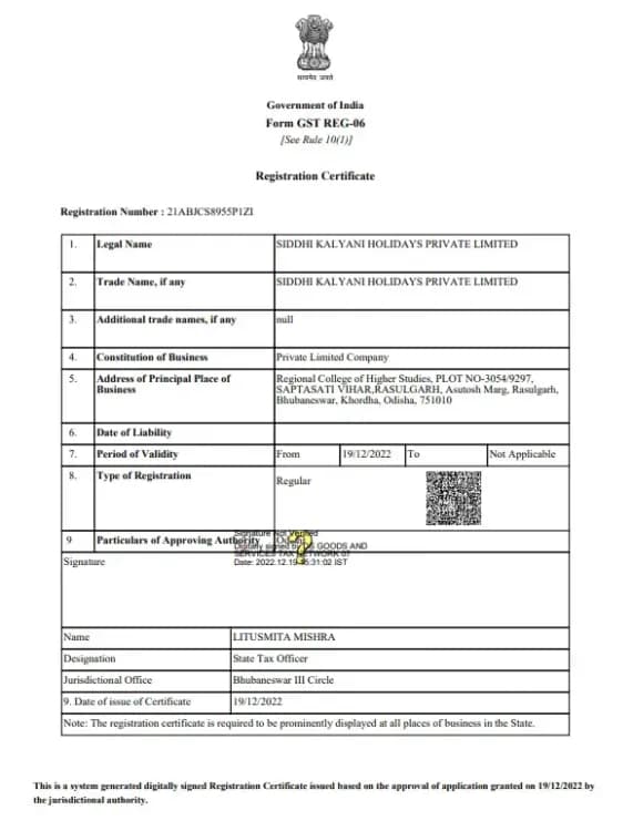 GST Registration Certificate