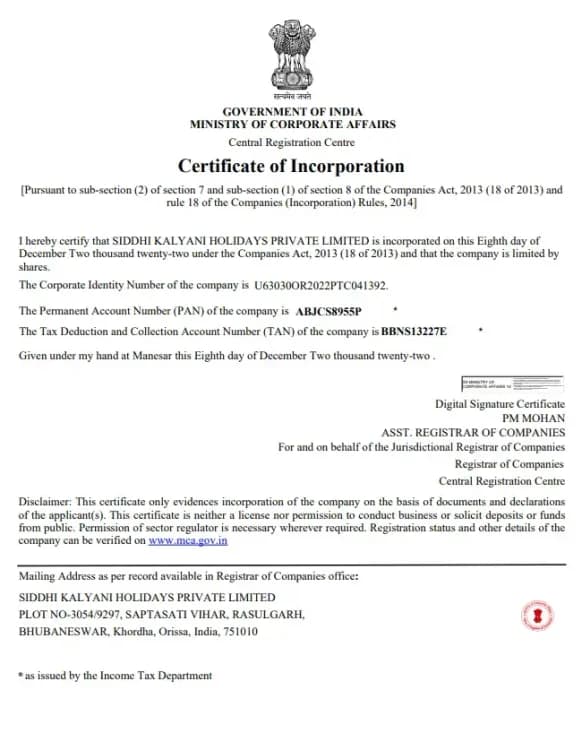Certificate of Incorporation