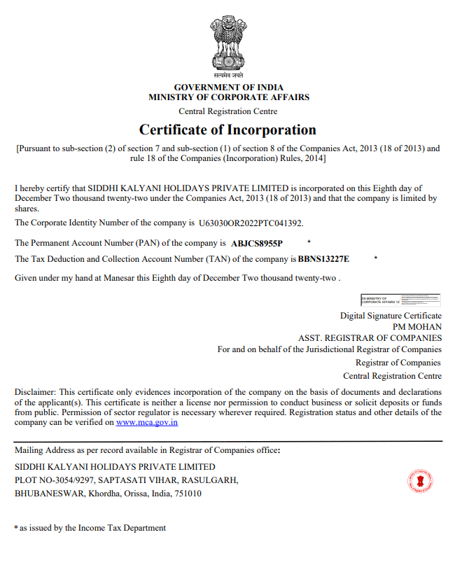 certificateincorporation